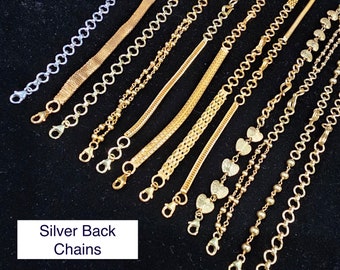 Pure 92.5 Silver Back chains, gold covering extension chains, Chain extenders.