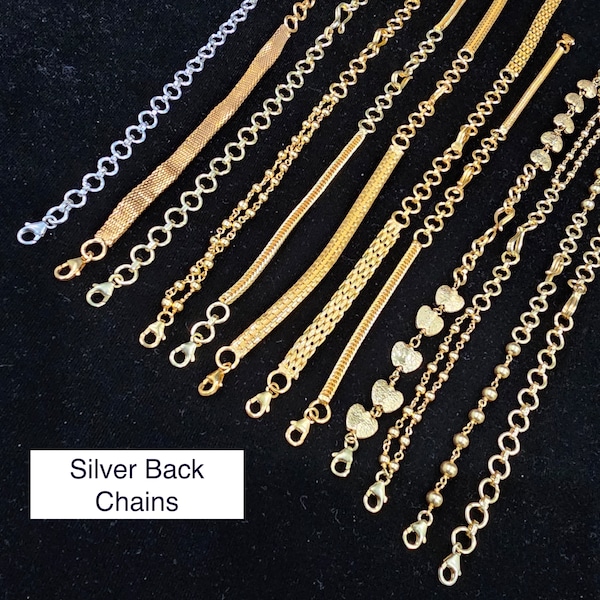 Pure 92.5 Silver Back chains, gold covering extension chains, Chain extenders.