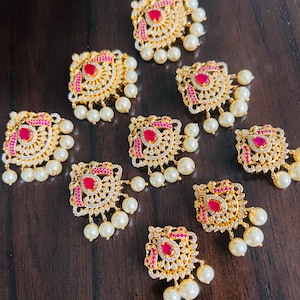 Hair decor with Gold plated cubic zirconia, Traditional South Indian hair jada nagam semi-precious ruby stones,Indian hair jewelry