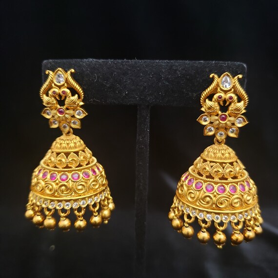 Antique gold nakshi kundan buttalu - Indian Jewellery Designs