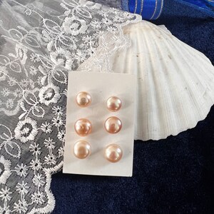 Peach Shade Fresh water pearl studs, Button shape pearls, Genuine AAA Quality pearls, Best for regular use or gifting purpose.