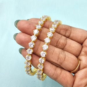 5mm 92.5 silver Diamond replica Bangle set, Premium AAA grade Cz  Bangles, Size 22k Gold Plated Pure silver bangles, Set of 2 Bangles