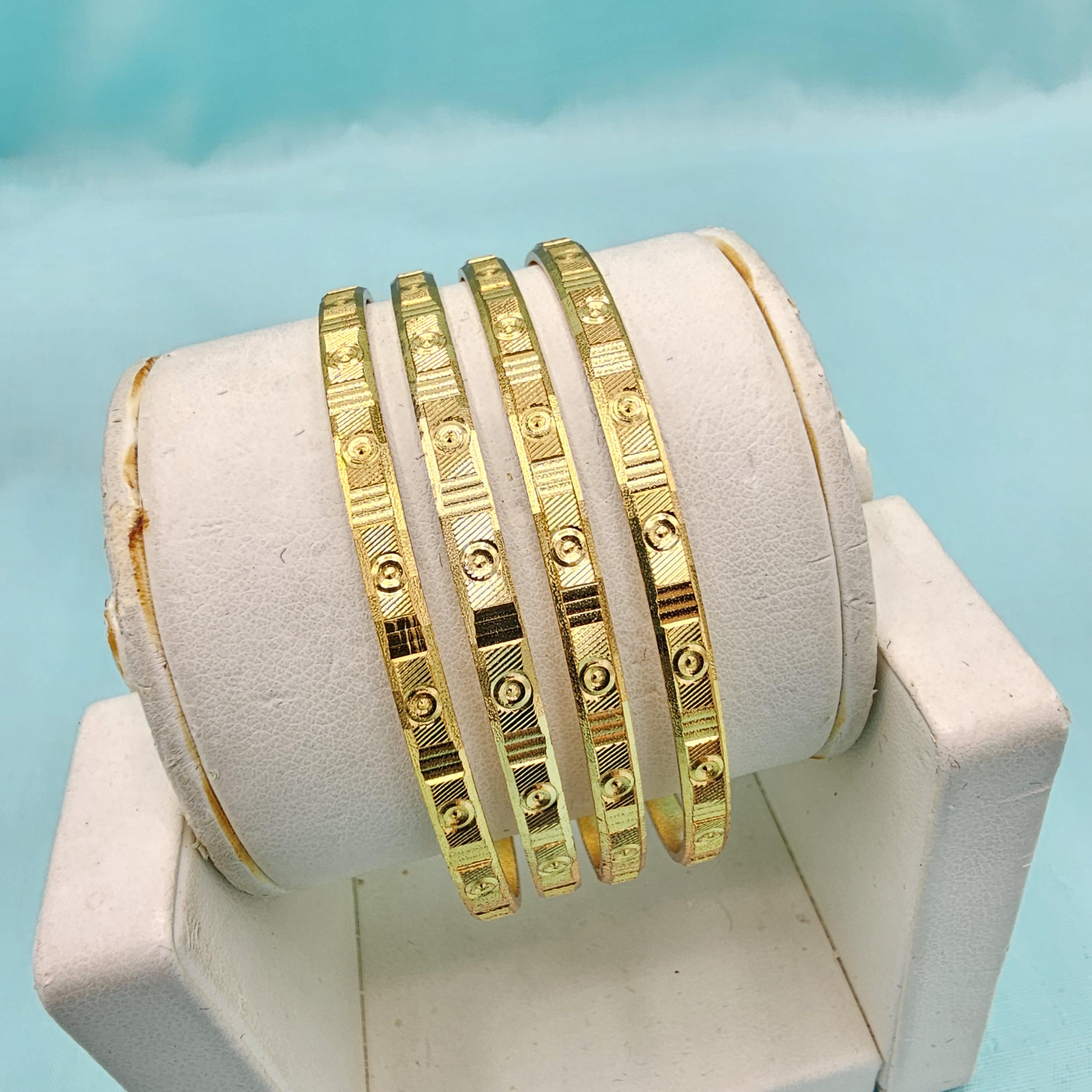 2.4sz 92.5 Silver Plain Bangles, Set of 4 Bangles Self Design