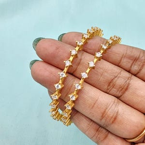 92.5 Silver Cz bangles, Full white silver bangles, Bridal Jewelry for Indian bride, Set of 2 bangles, white stone bangles