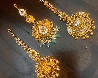 Modèle de temple Tikka, Paapati bill, Bijoux indiens, Bijoux de mariage, Ethnique, Bijoux de cheveux, Tikka, Matha Patti