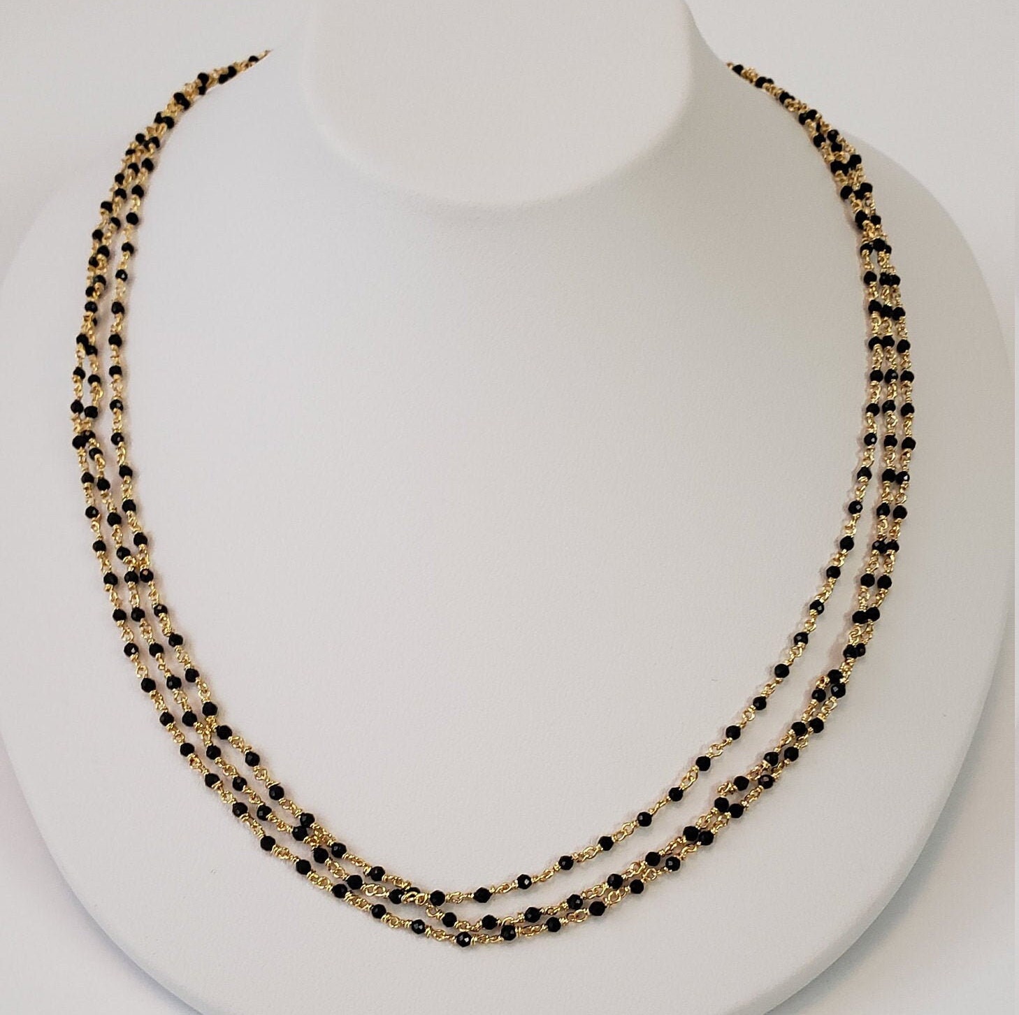 Black Beads Necklace Minimalist 