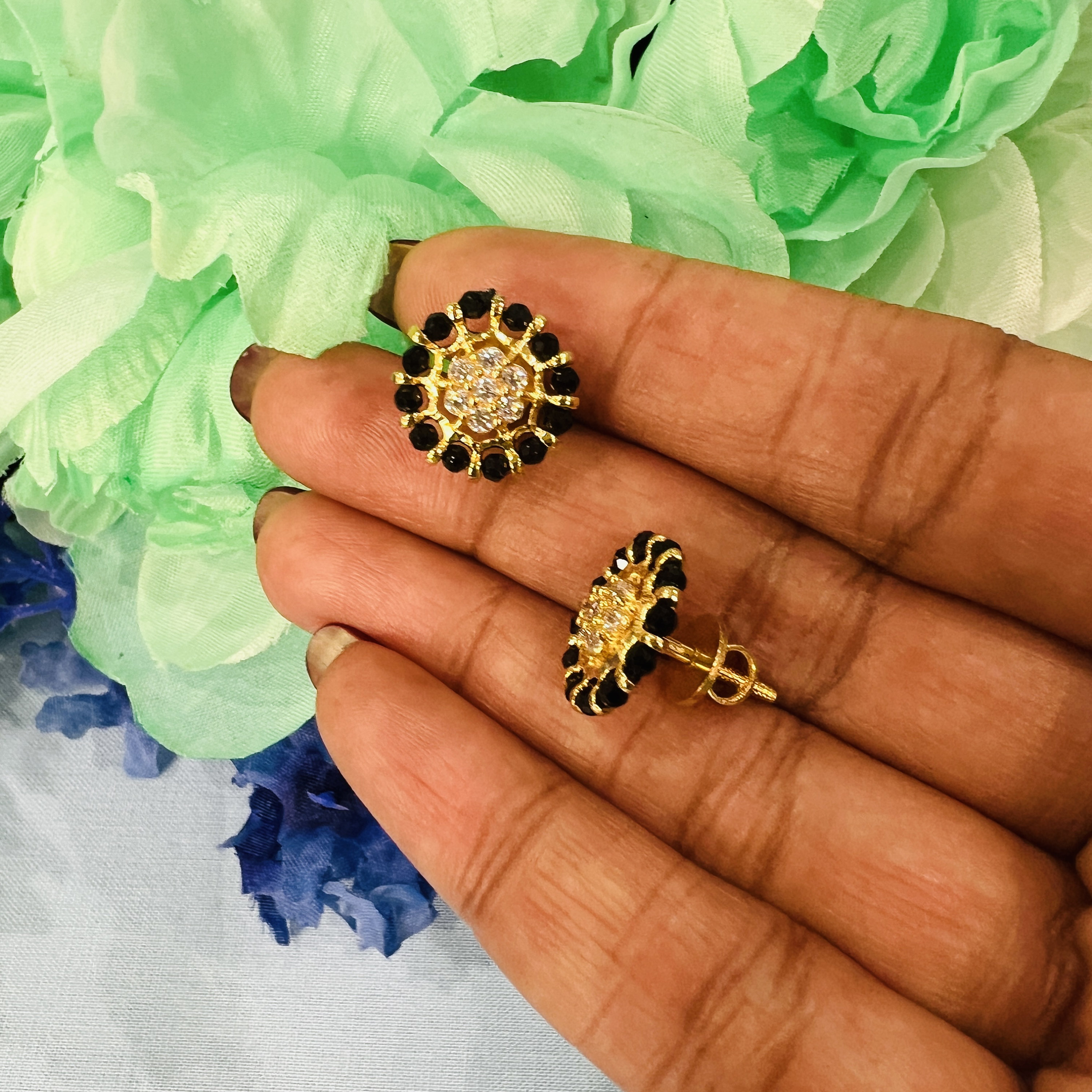 Black beads ear tops new arrivals