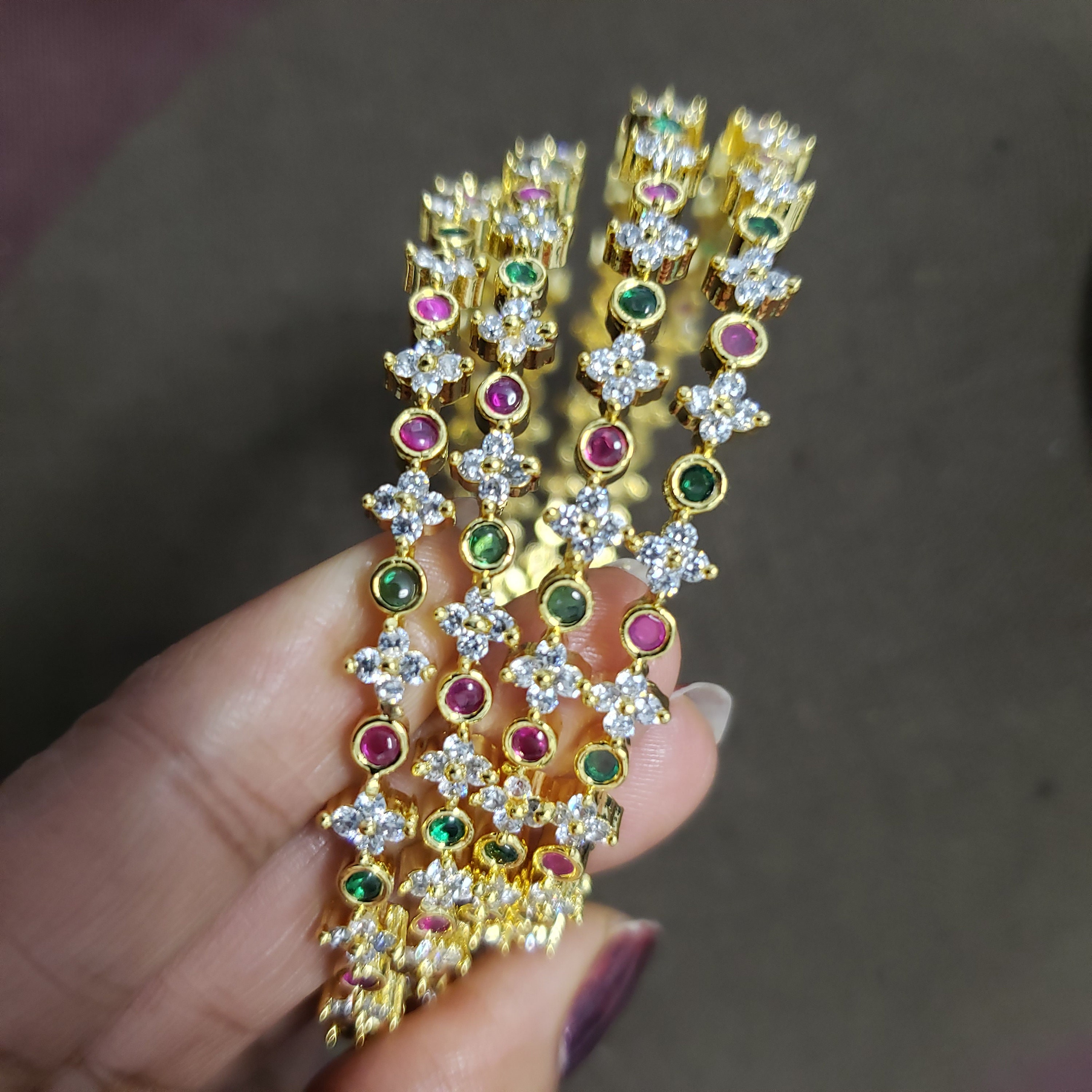 22k Gold Plated 4 Bangles Set Traditional Indian Wedding Bangles