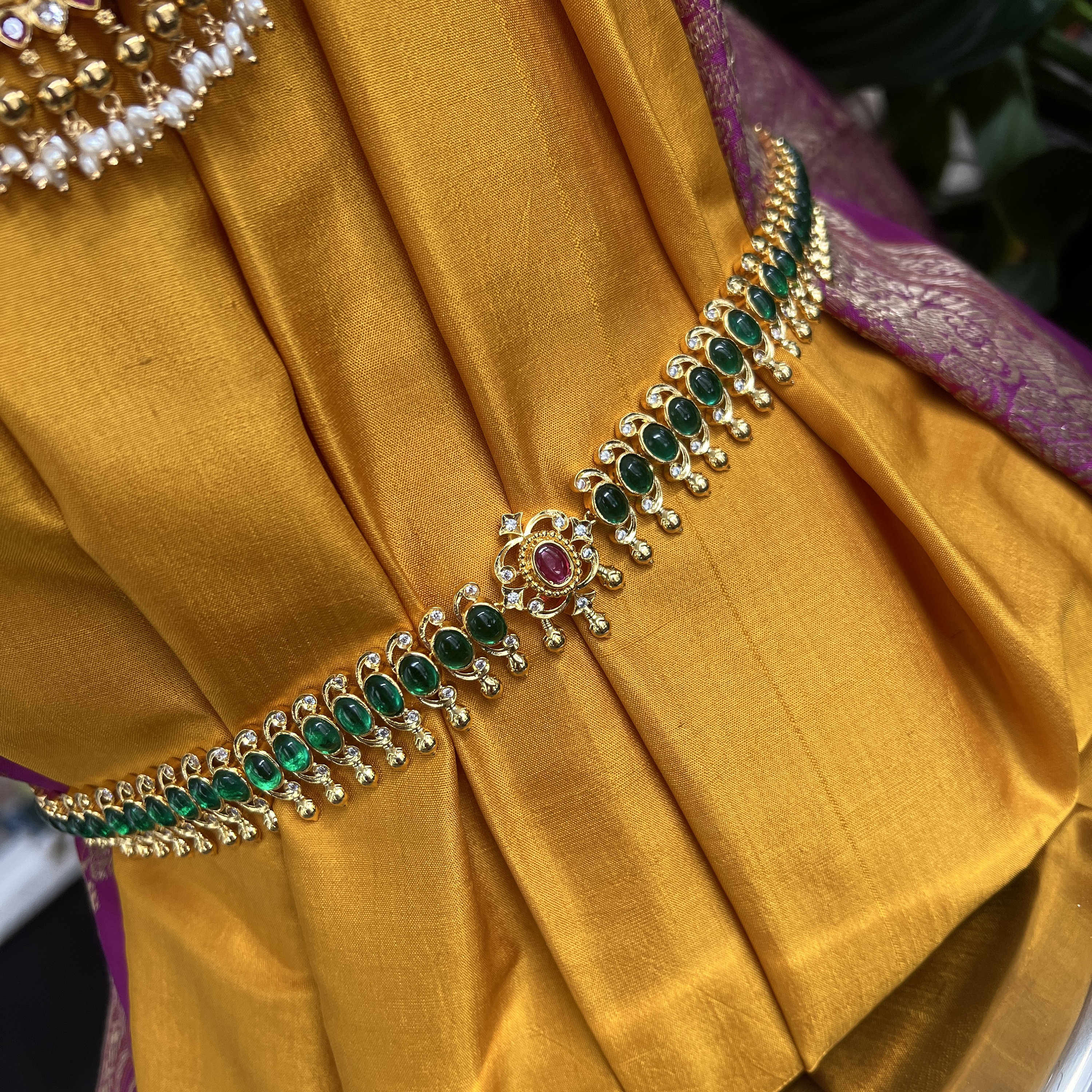 Kids Size Vaddanam, Bight Gold Finish Indian Waist Belt, Kamar Band, Czs &  Ruby Traditional Jewelry, Indian Jewelry 