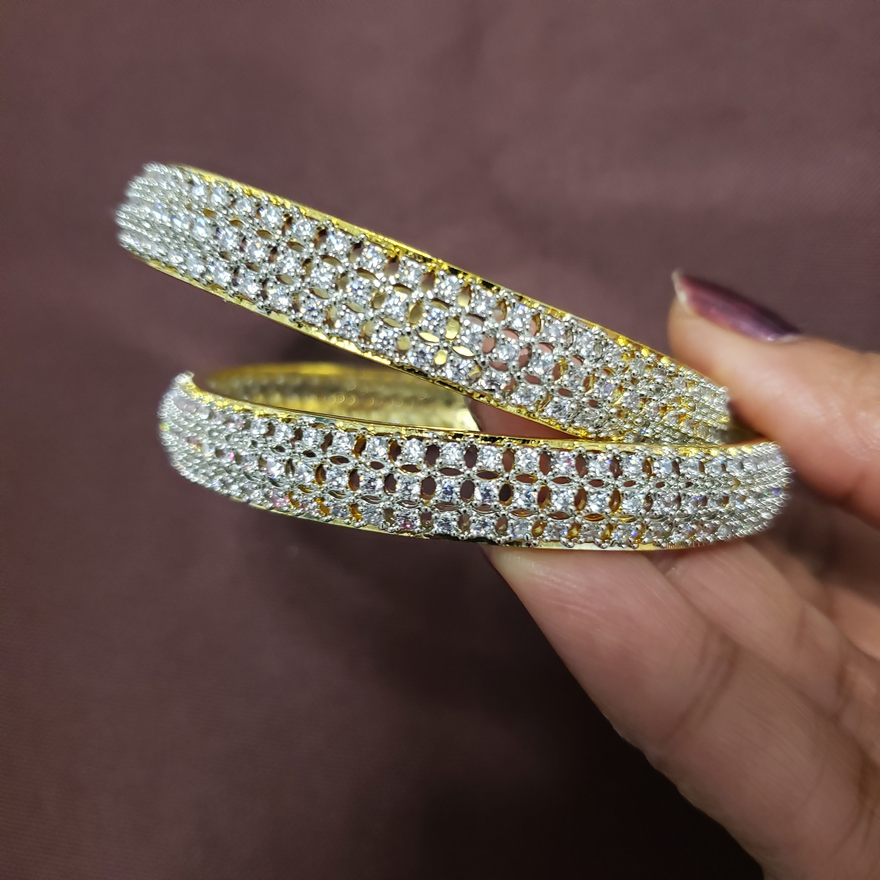Bangles with white stones outlet