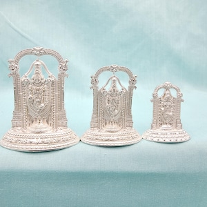 Pure Silver Venkateshwara swami, Trupati Balaji, Silver Pooja idols, gift items for weddings, housewarmings, or functions.