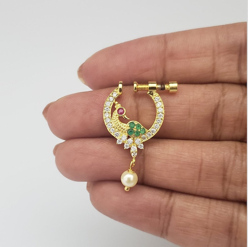 Left Nose Ring Indian Nath Nose Stud Clip On Pressing Etsy
