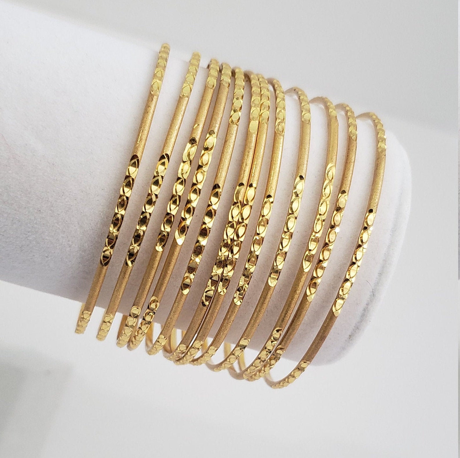 12 Indian Bangles Set 22k Gold Plated 12 Thin Bangles Set Etsy Australia