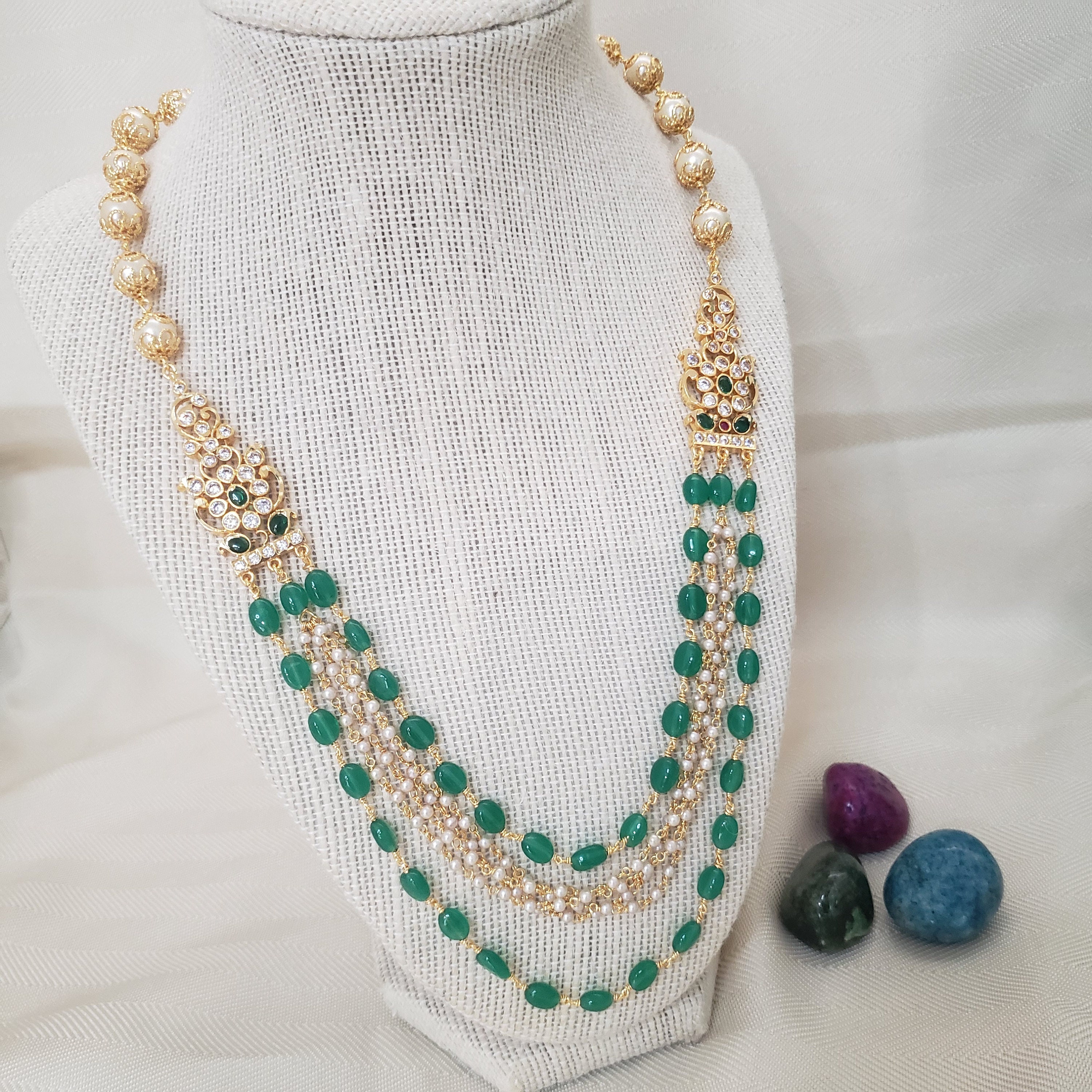 6 Layers Semi Precious Emerald Beads 