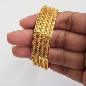 4 Indian Bangles Set, 22k Gold Plated, 24 Thin Bangles Set, Traditional ...