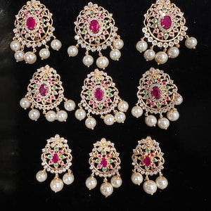 Jada billalu, Hair decor -gold covering American Diamonds, Traditional South Indian hair jada nagam, semi-precious stones.