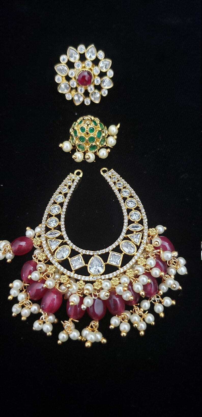 Changeable Boutique collection earrings Party collection. AD with semi precious ruby earrings Detachable Jumka High quality