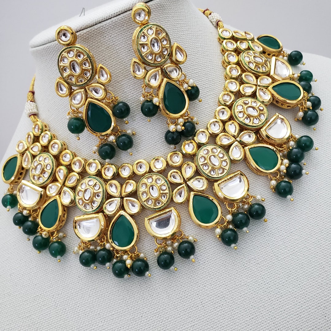 Buy Zaveri Pearls Green Beads Long Necklace & Earring Set-ZPFK10479 Online  At Best Price @ Tata CLiQ