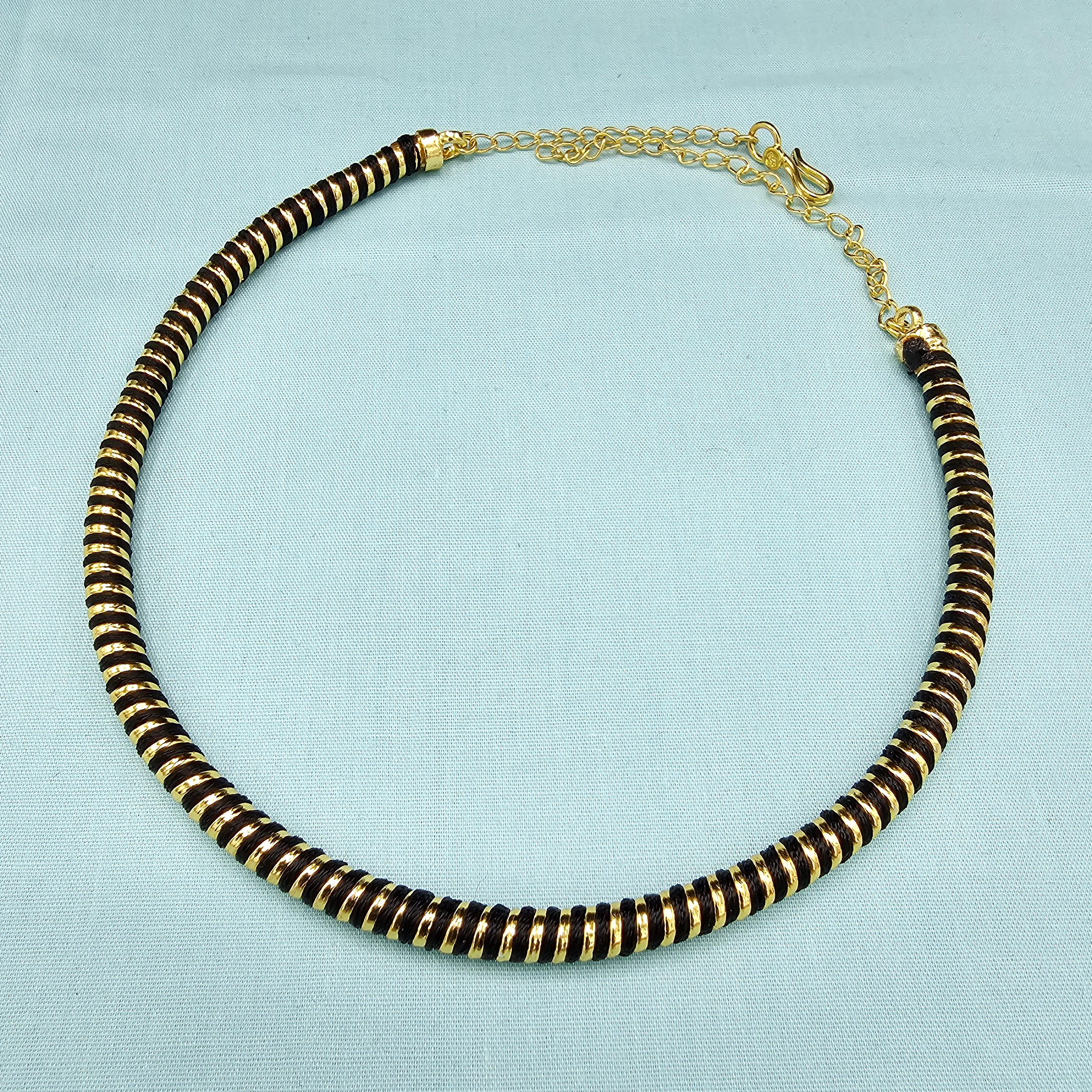 92.5 Silver Hasli, Black Thread Hasli With Back Chain