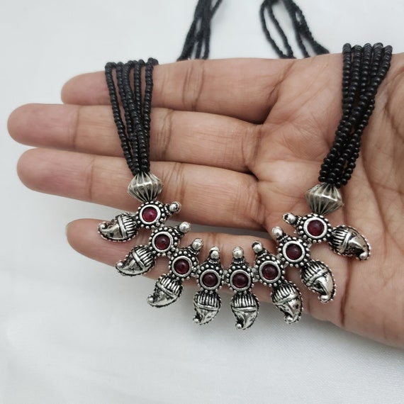 Black Beads German Silver Jewelry 