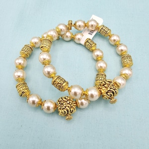 2.4 sz 92.5 Silver Pearl Nakshi bangles, openable bangles, Swarovski Pearl bangles. Indian Bangles. Temple Jewelry bangles