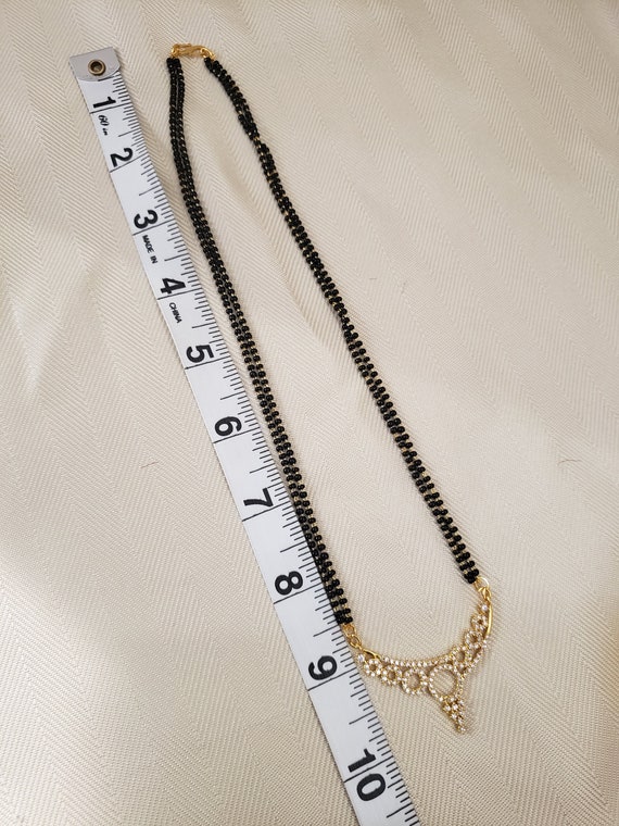 Short Black Beads Necklace Indian Mangalsutra Ruby cz Pendant