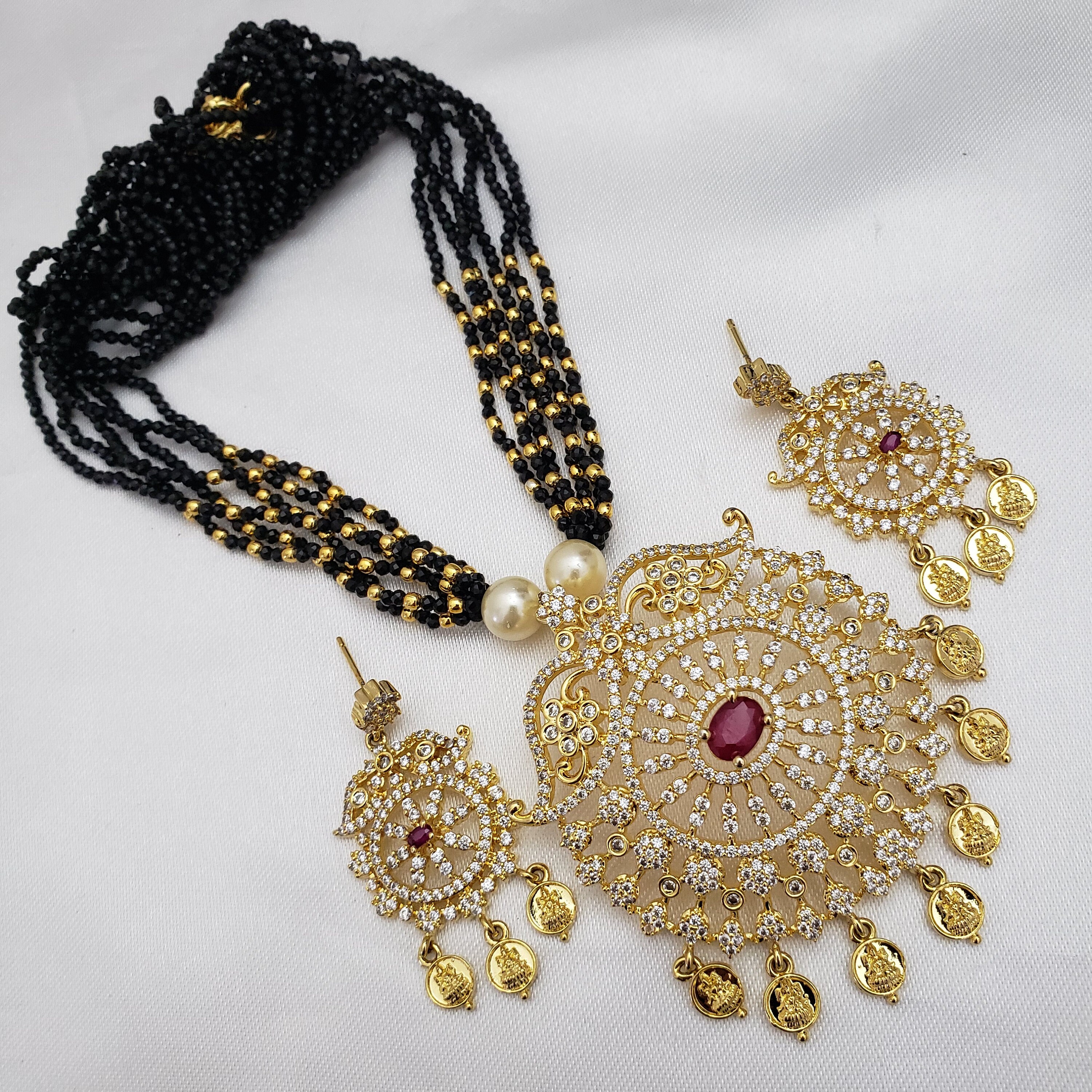 6 Layer Black Beads Necklace Lakshmi 