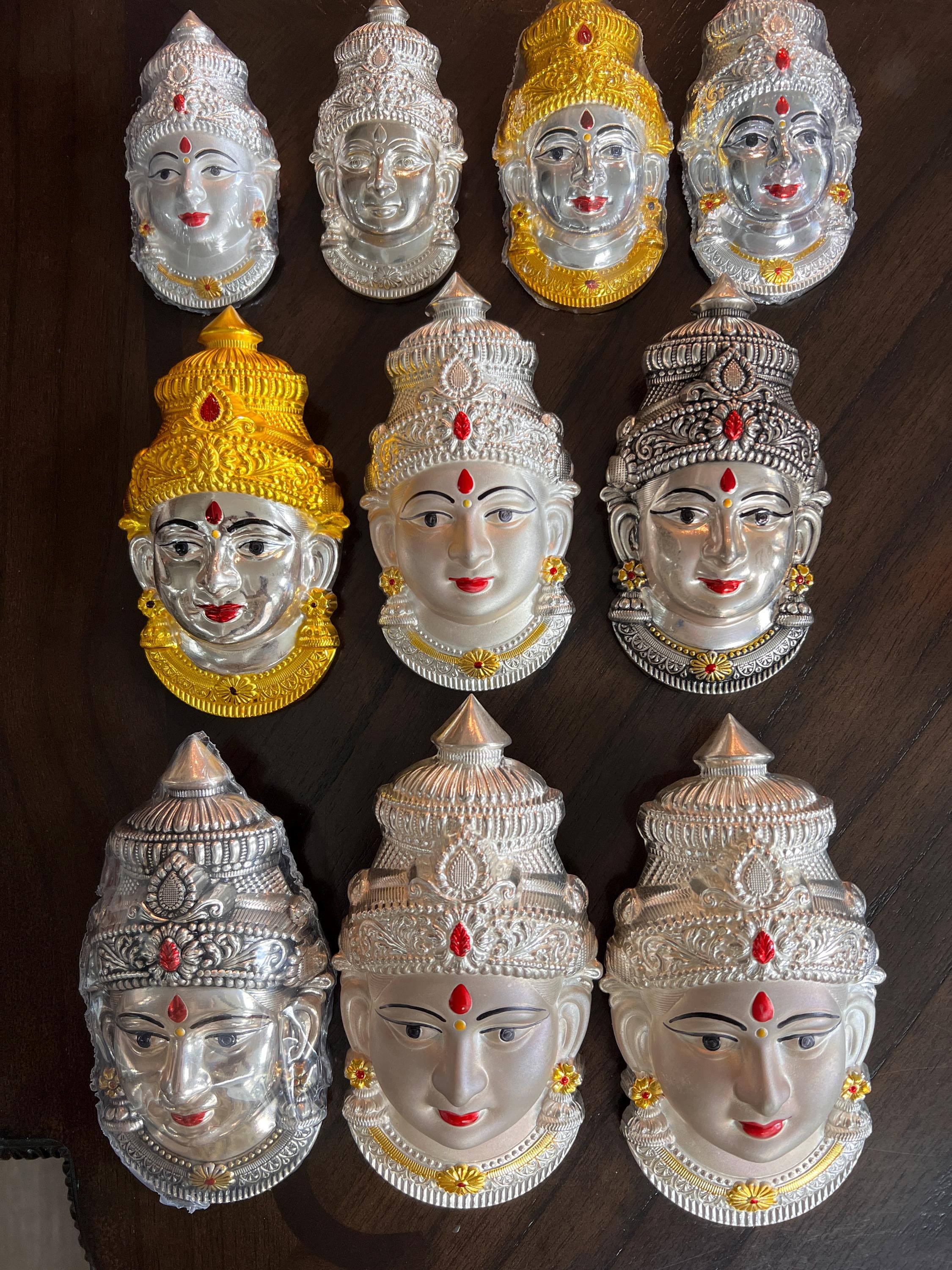 Pure Silver Ammavari Face. Real Silver Lakshmi Devi Face for Pooja
