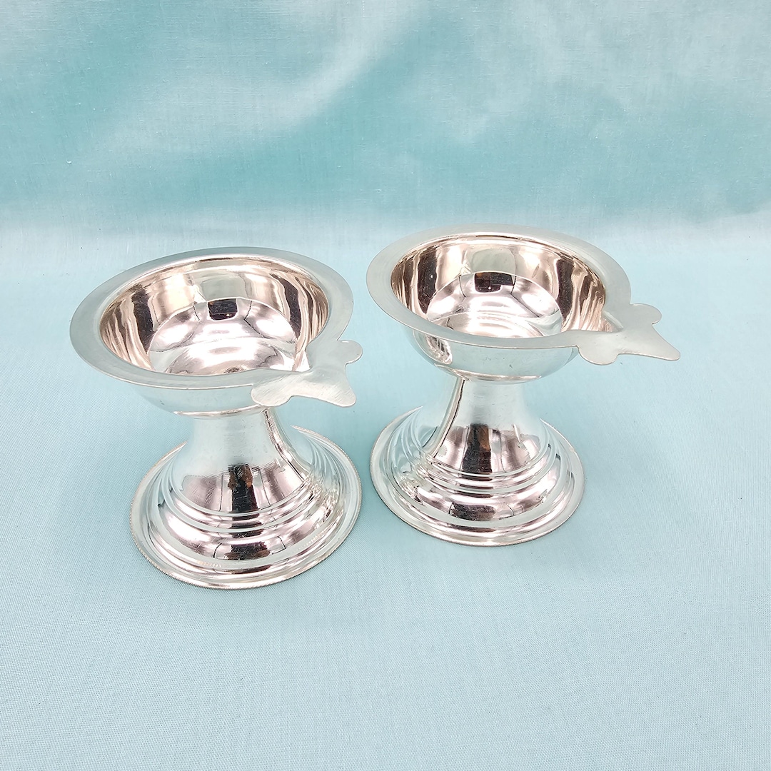 Pure Silver Diyas, Single Wick Deepam, Silver Deepam for Pooja, Silver ...