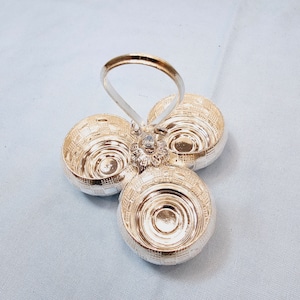 92.5 Pure Silver 3 cup Kumkum/ Haldi/ Gandham holder, Akshantalu/Sindoor box, Silver gifts, Wedding gift, Silver pooja items.