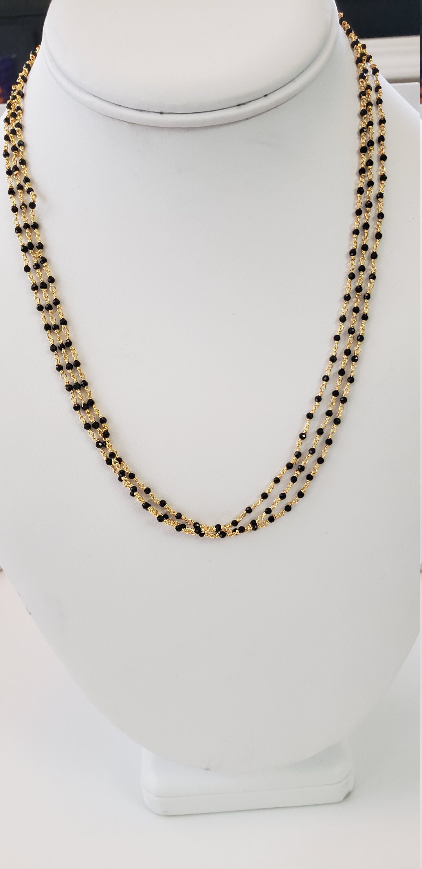 Black Beads Necklace Minimalist 
