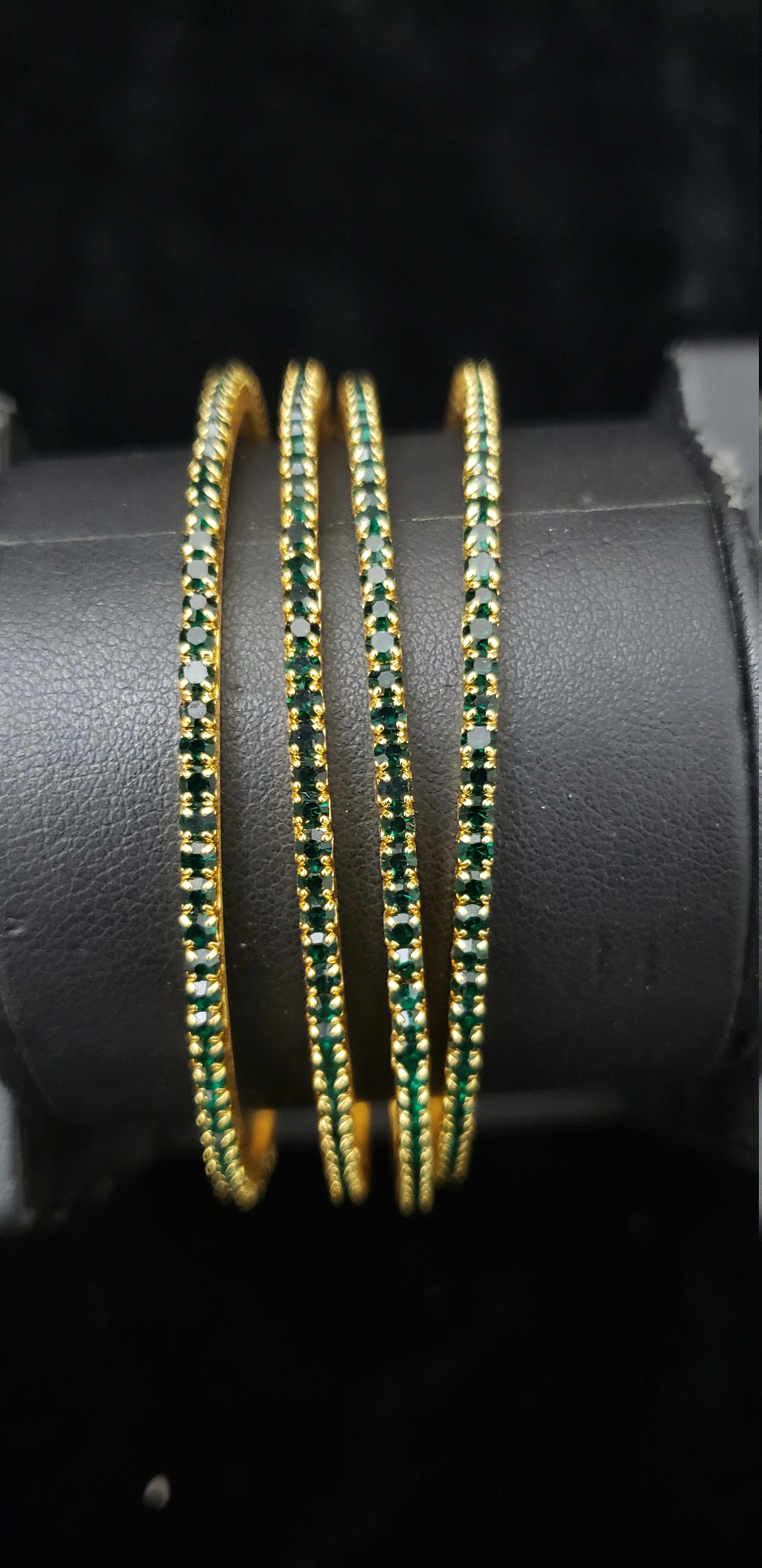 Dark Green Bangles Set 4 Bangle set 22k Gold Plated Wedding Etsy