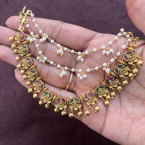Chempaswaralu, Hair Jewelry, Antique finish Hair Decor, Earrings extensions, Traditional Indian Jewelry
