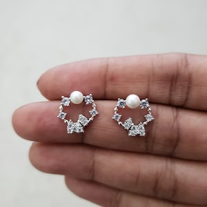Dog 92.5 Sterling Silver studs with Cubic Zirconia stones, Minimalist jewelry for any occasion, Best for gifts