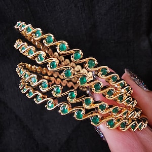 22k Plain Gold Plated, 2 Bangles set, Wedding Bangles, Bracelet Set, Bollywood, Kadas, Indian Bangles.
