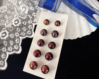 Dark coffee brown Freshwater Pearl Earrings, Pearl stud earrings, Surgical steel genuine pearl earring, Birthday gift, June Birthstone