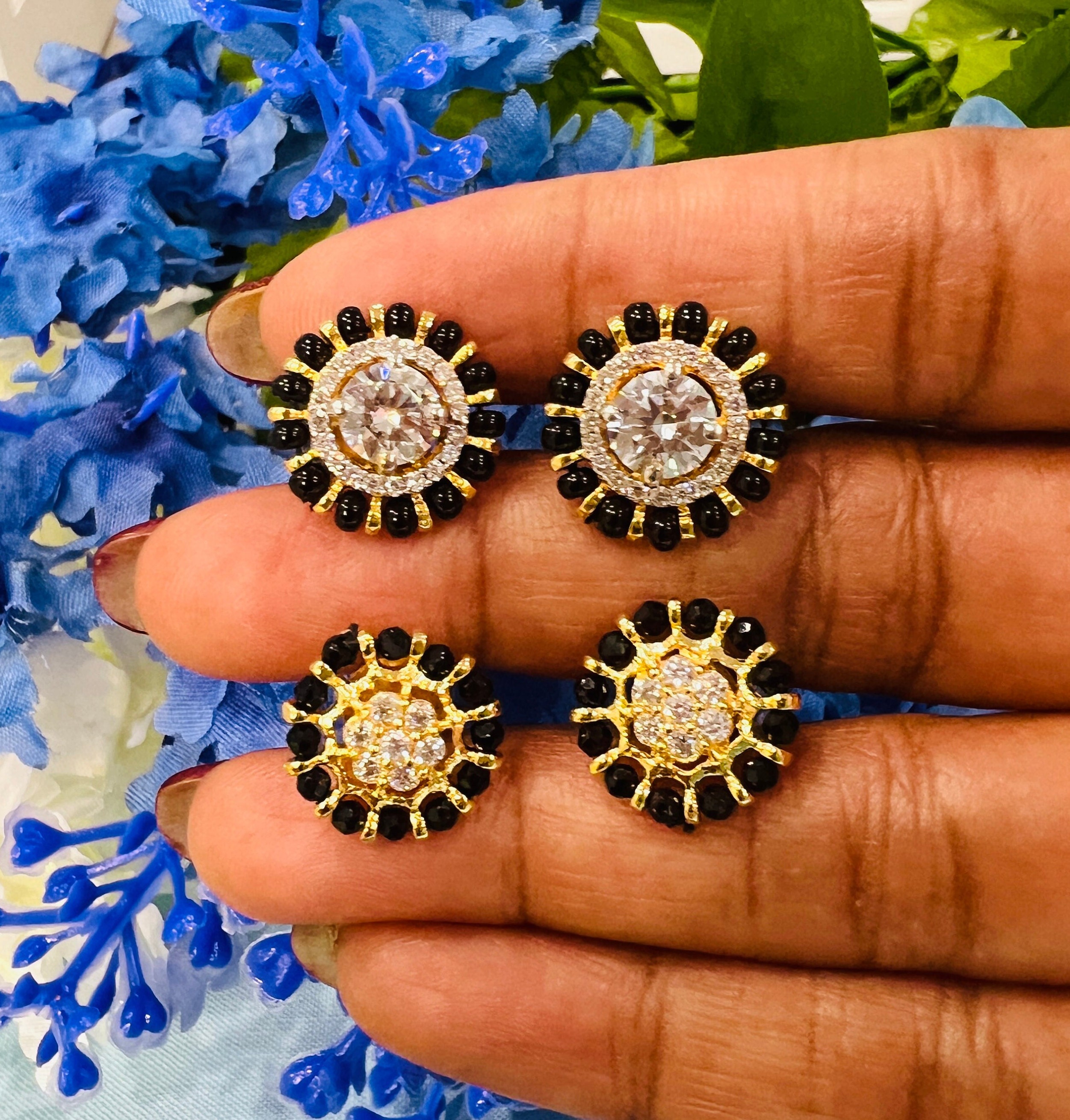 Black beads on sale ear tops