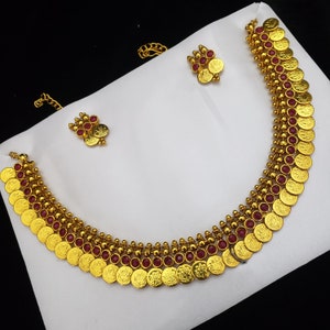 Lakshmi Short Haram Coin Shape Necklace 