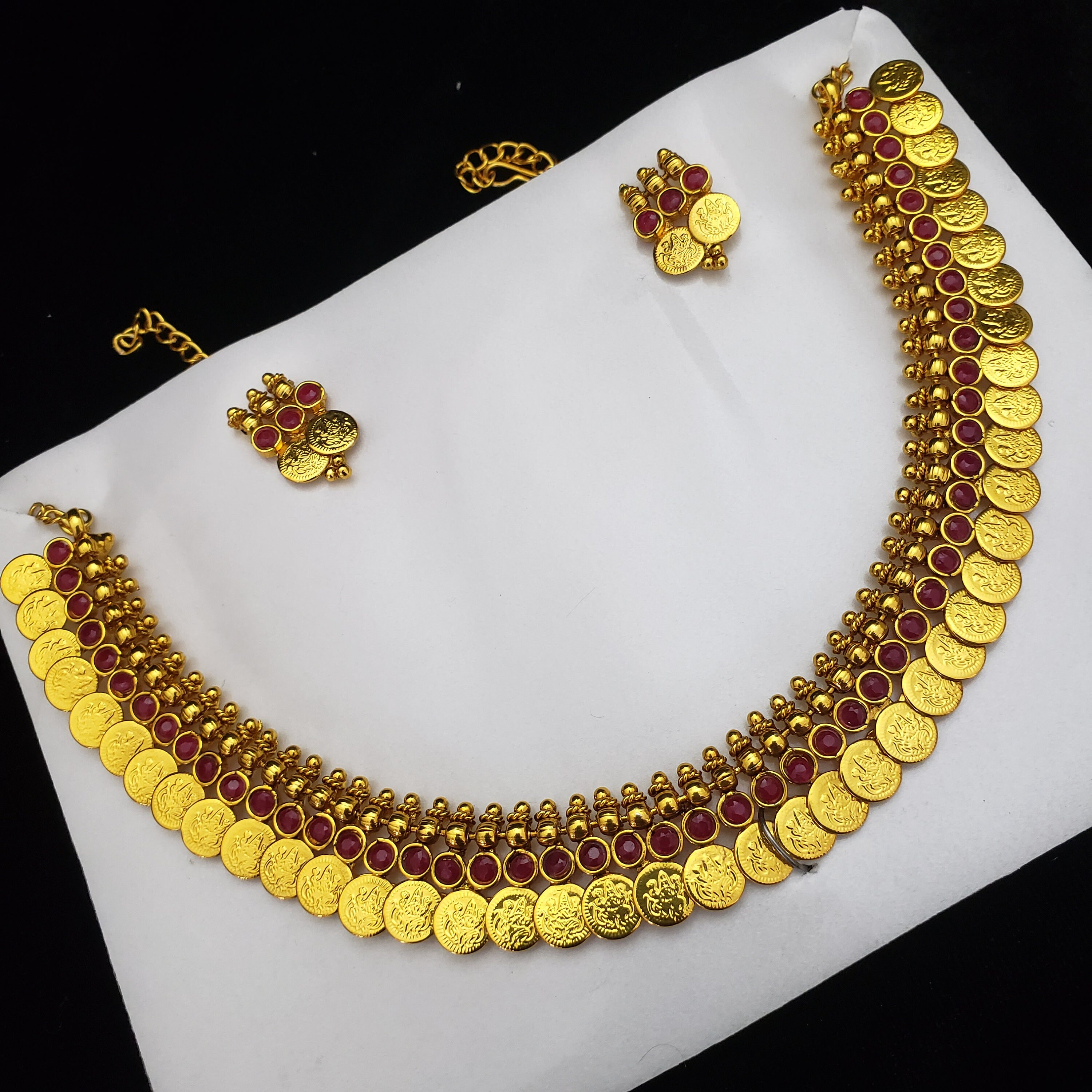 Lakshmi Short Haram Coin Shape Necklace 