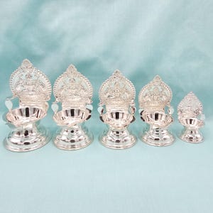 Pure Silver Kamashi deepam, Big to small size Silver puja Diyas, Silver gifts for wedding/ housewarming, saree function. Pooja room decor.