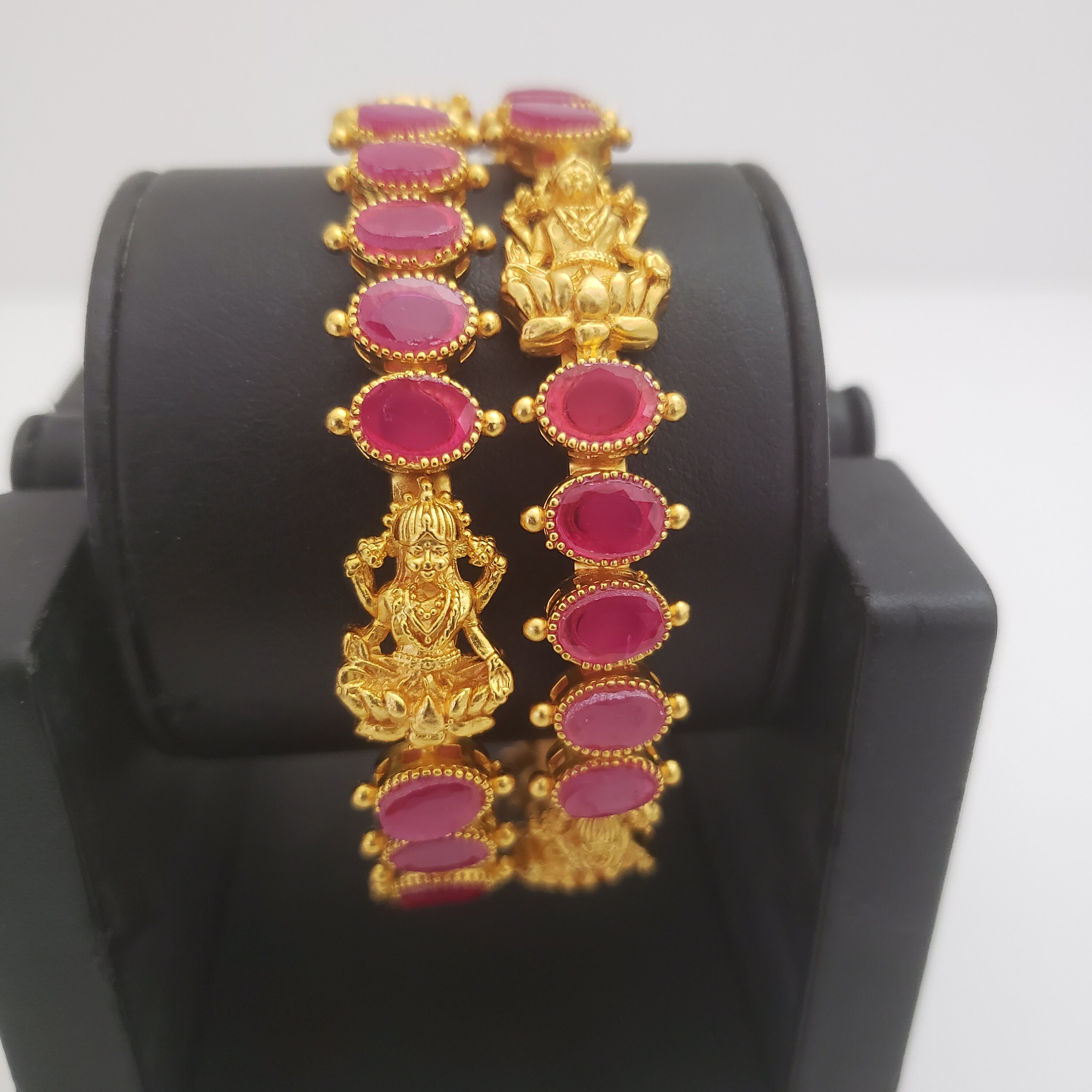 Buy Matte Finish Lakshmi Devi Ruby Bangles Traditional Temple