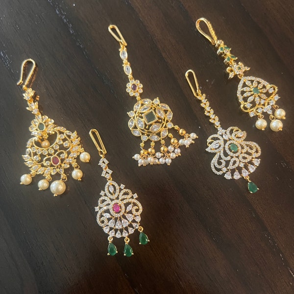 Maang Tikka-  Indian Wedding Jewelry,  Ethnic American Diamond Hair Jewelry, Tikka, Matha Patti