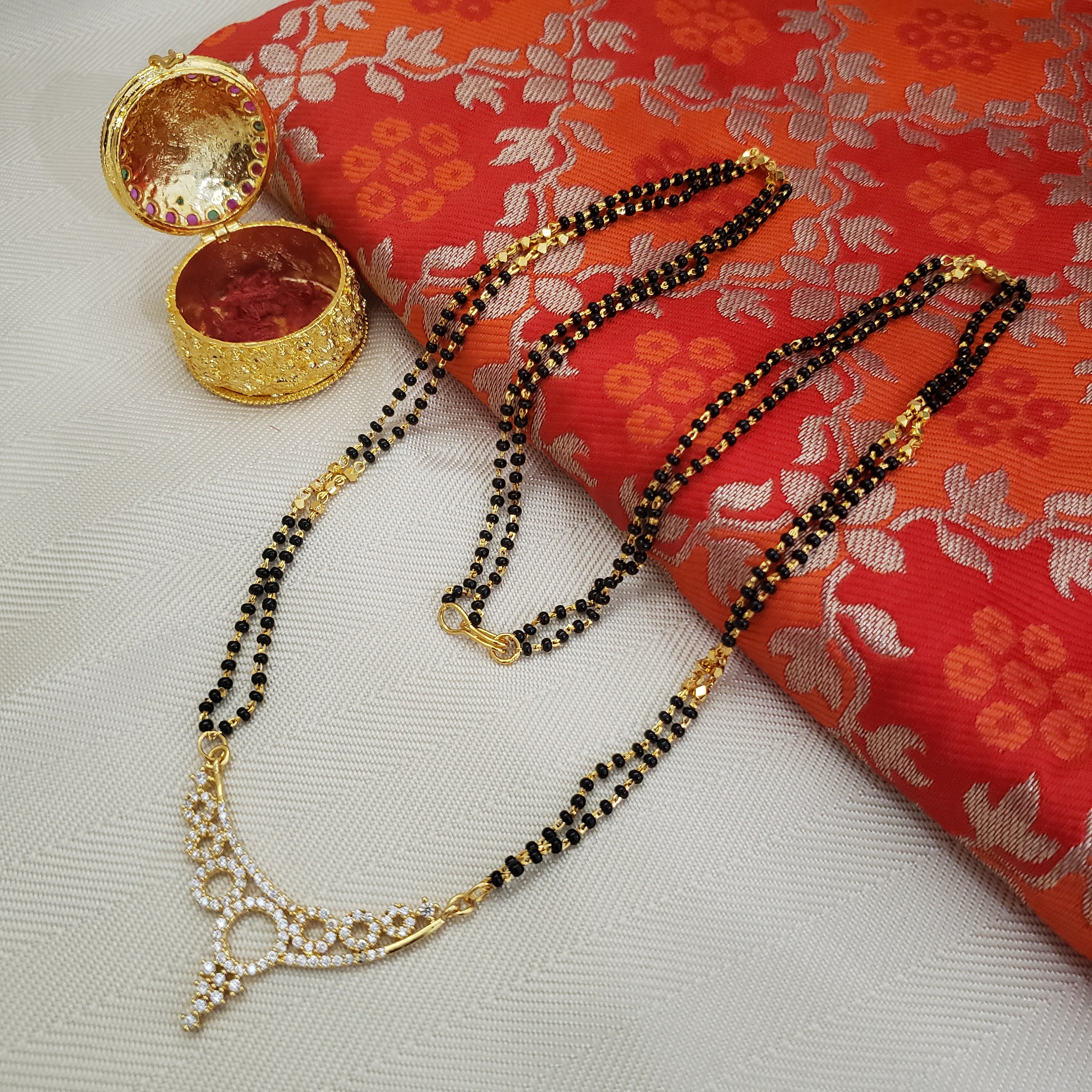 2 Strands Black Beads Necklace Indian 