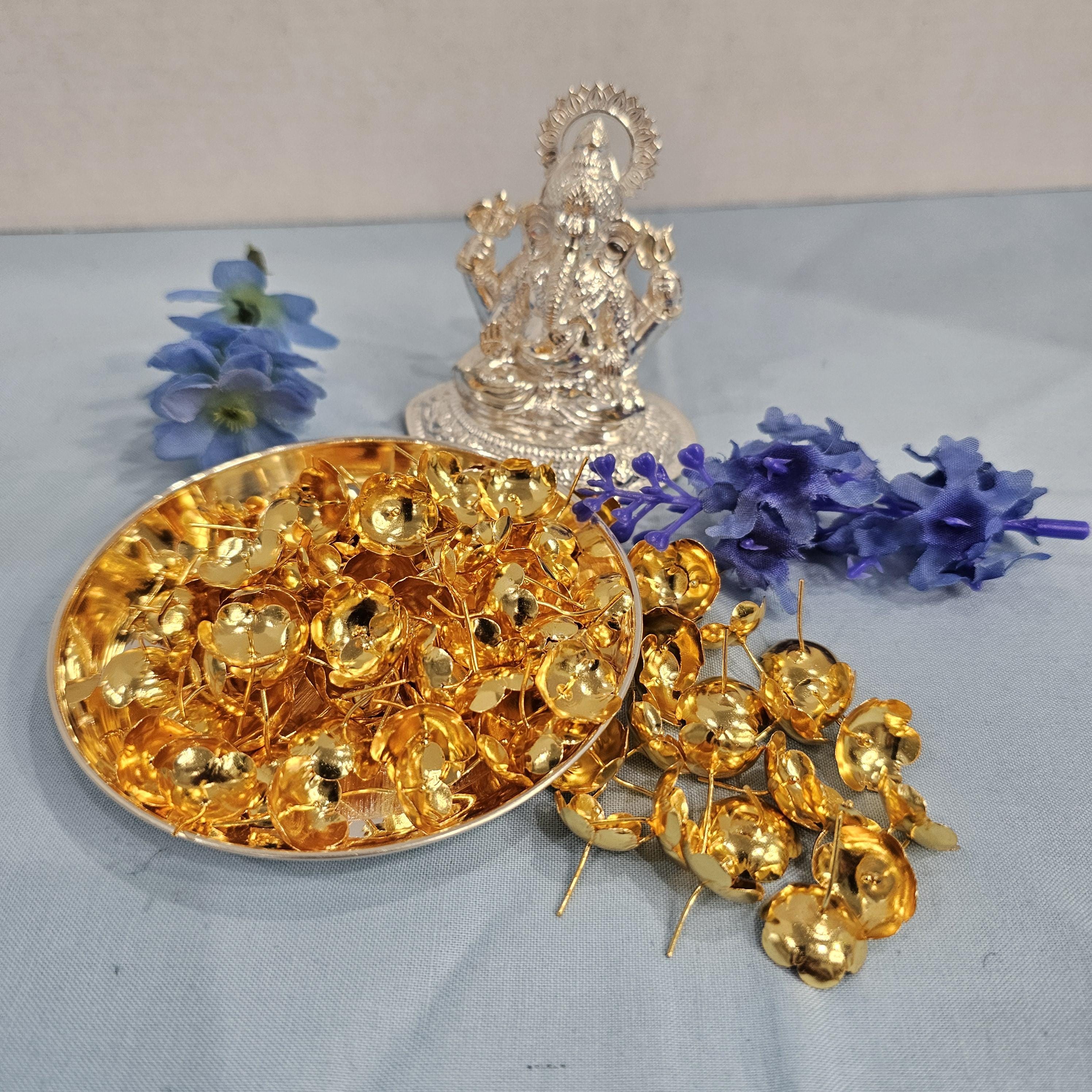 108 Pure Silver Pooja Flowers, Big Size Set, Pooja Offering