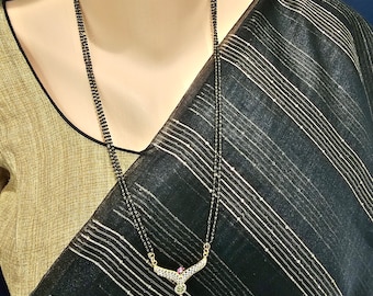 Black Beads necklace, Indian Mangalsutra, Ruby CZ Pendant Mangalsutra, Wedding Jewelry, Black Beads Necklace, Indian Jewelry, Nallapoosalu