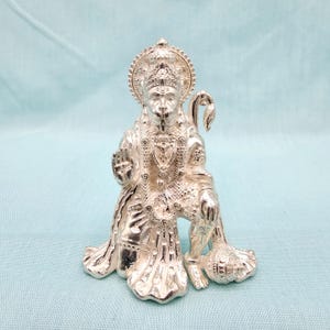 Real Silver Lord Hanuman, Anjaneya Swami, standing position and sitting hanuman, Silver pooja articles, Gift items
