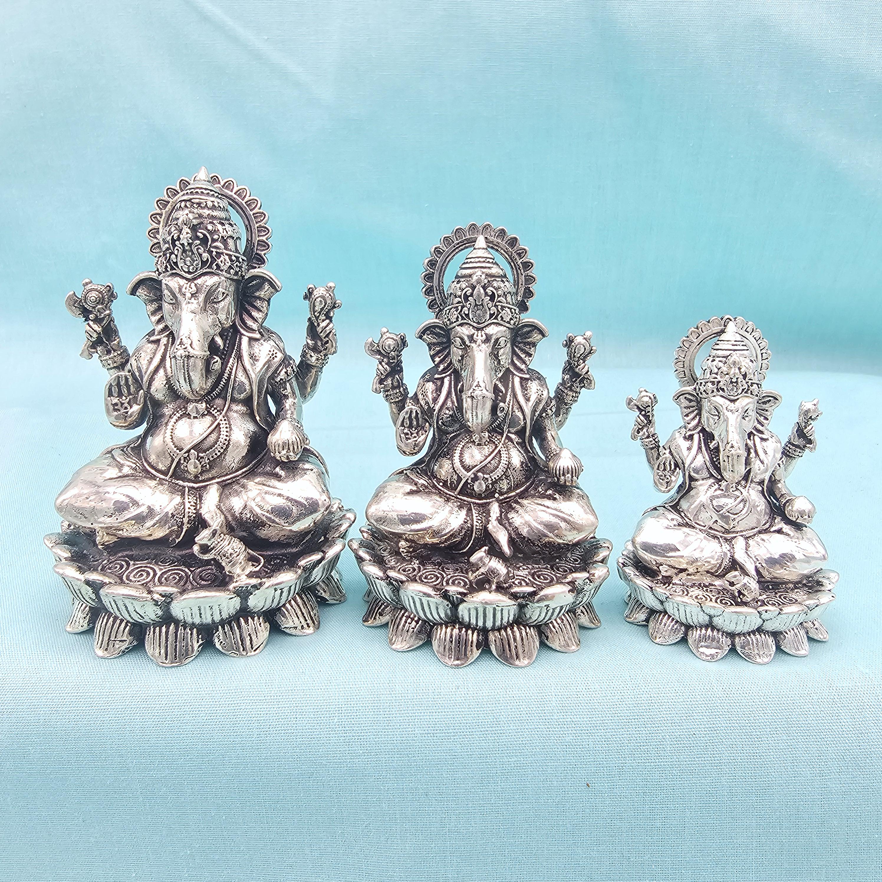 92.5 Antique Finish Ganesh , 3 Different Sizes, 92.5 Hallmarked