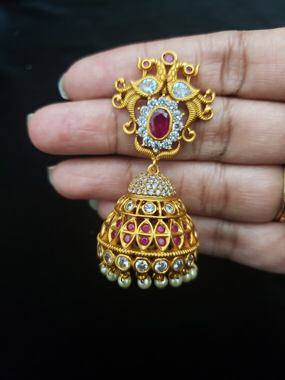Buy Uncut Jumkas, Ethnic Jewelry, Buttalu, Embossed Work Jumkas, Bollywood,  Wedding Jewelry, Earrings, Indian Earrings, Hangings, One Gram Gold Online  in India - Etsy