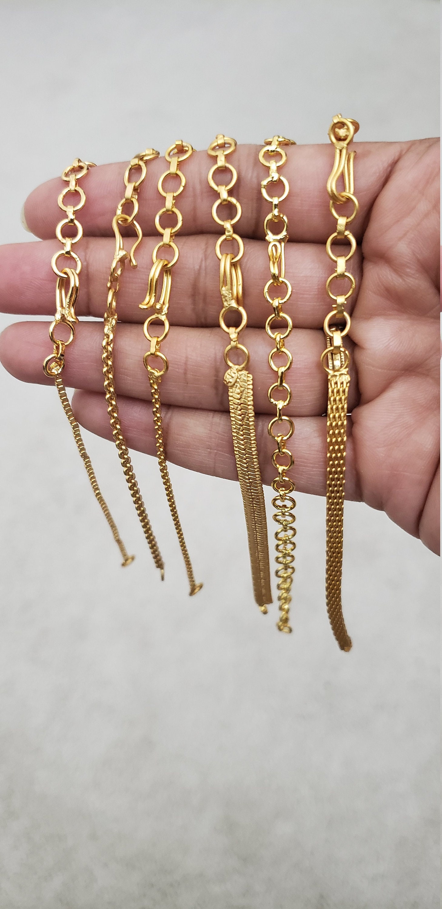 24k Gold Color Covering Extensions or Matt Finish Gold Bracelet Extender,  Adjustable Extension Chain, Chain/ Necklace Extensions 