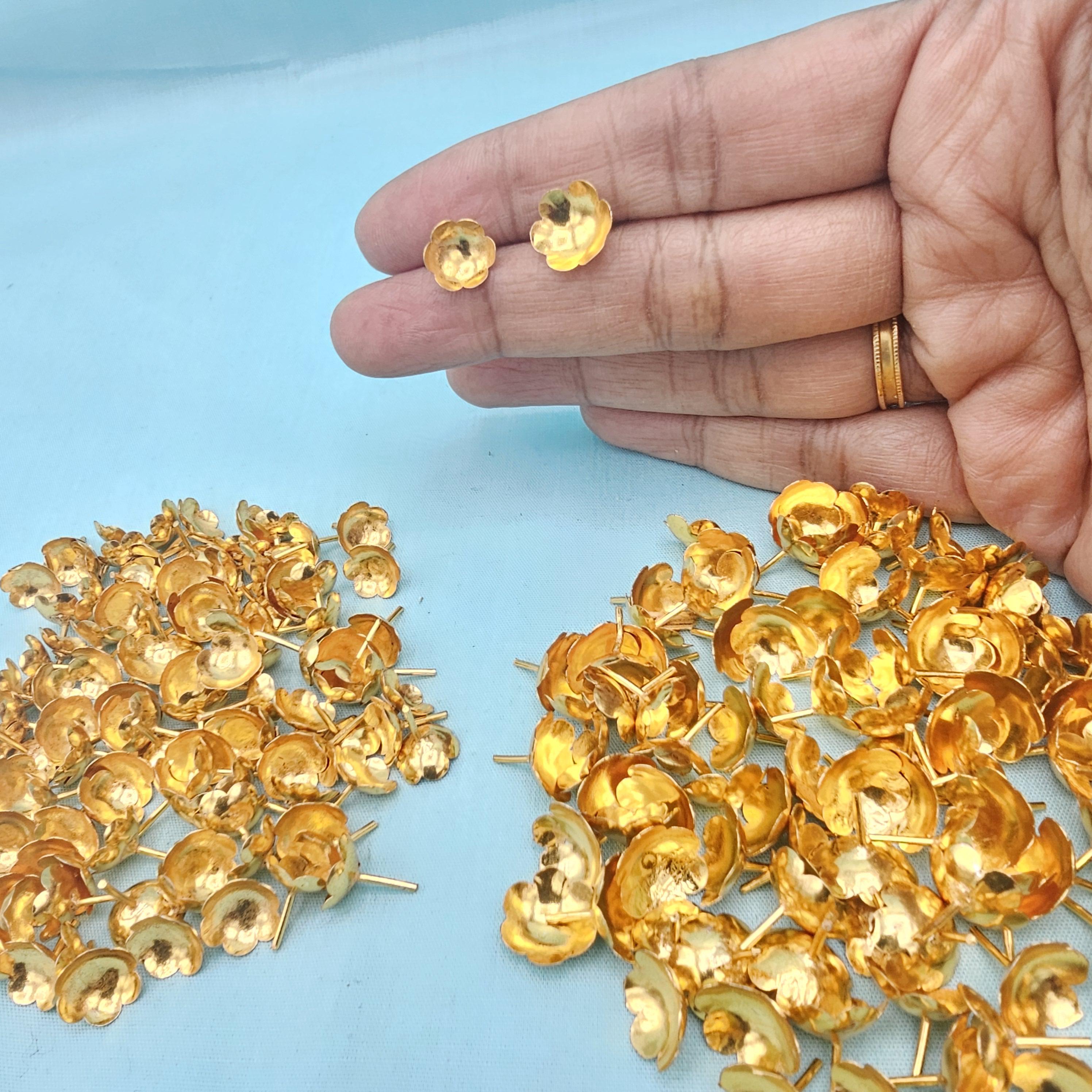 Pure Silver 108 Flowers, 22k Gold Covering Silver Flowers for